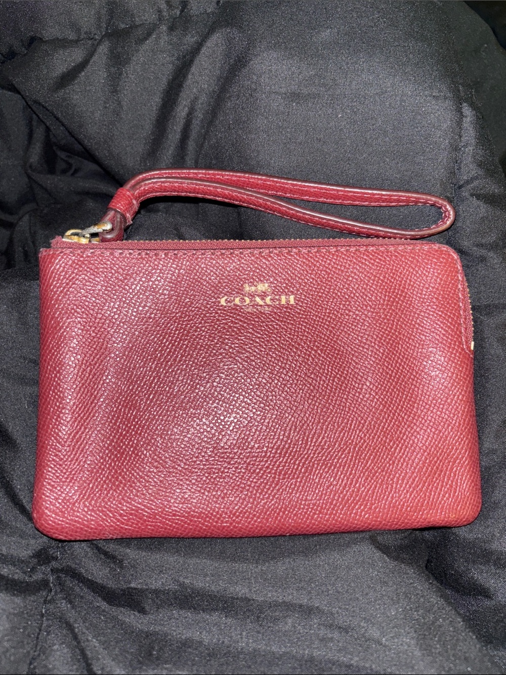 COACH Burgundy Leather Wristlet